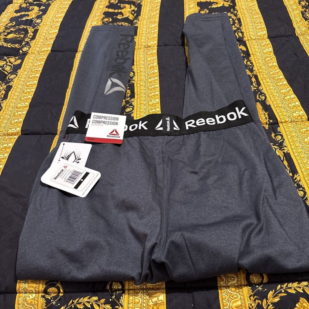 NEW Reebok Power Compression Tights Pants Mens Small Black Retail $45